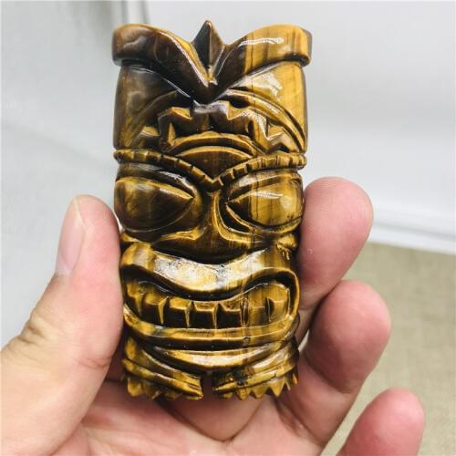 Natural stone tiger eye stone Maya Easter brand rose quartz crystal doll stone statue