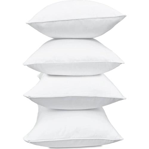 White Pillow Cases Zipper Standard Set Size of 4 100% Cotton Zipper Hidden | Premium Cooling Decorative Pillow Covers 50x70 cm