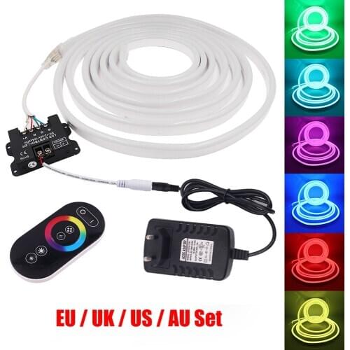 DC 12V Neon Light RGB Led Strip +Touch Remote Waterproof Neon Sign Home Decoration Flexible Rope Tape 5050 RGB LED Light