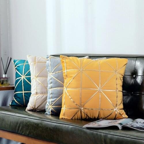 2021 New Luxury Cushion Cover Decorative Sofa Throw Pillow Case 45x45cm Velvet Pillow Cover Gold Bar Waist Pillowcase Home Decor