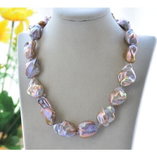 P7218 Huge 18" 34mm Lavender Baroque Keshi Pearl choker Necklace