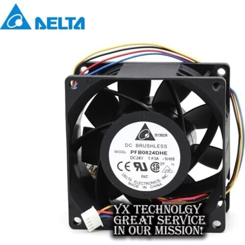 PFB0824DHE 24V 8cm 80mm 1.63A four-wire PWM inverter cooling fan for Delta 80*80*38MM