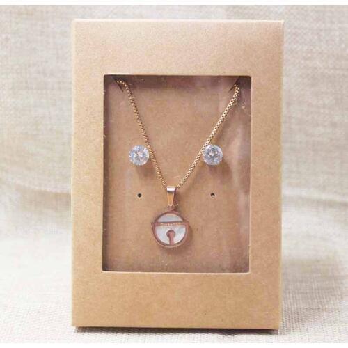 Deluxe necklace with earing set package& display box. pvc window candy box,wedding favors display package window box 10pc