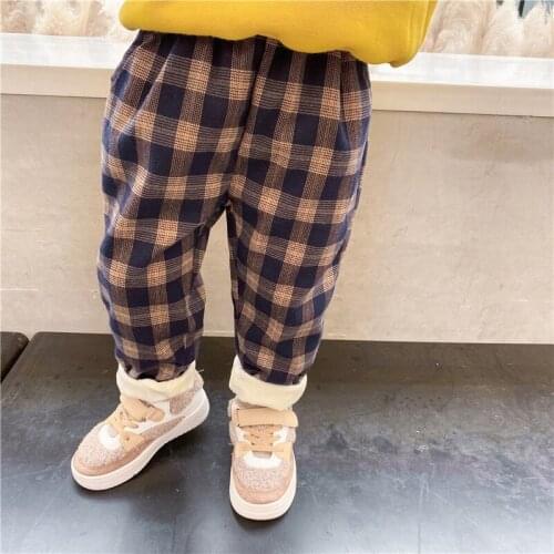 Loose Baby Spring Autumn Warm Pants For Boys Girls Children Kids Trousers Plus Velvet Clothing Teenagers 2021