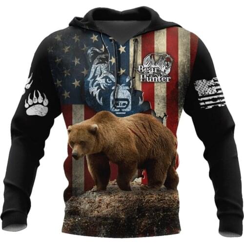 Bear hunter camo 3D Print Hoodies for men / women Harajuku Fashion Hooded Sweatshirt Autumn Casual hoodie sudadera hombre DLL254