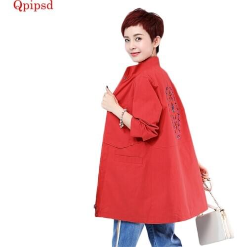 Plus Size 4XL 2021 Spring Autumn Middle-aged Womens Clothing Long Trench Coat Female Loose Windbreakers Womens Casual Overcoat