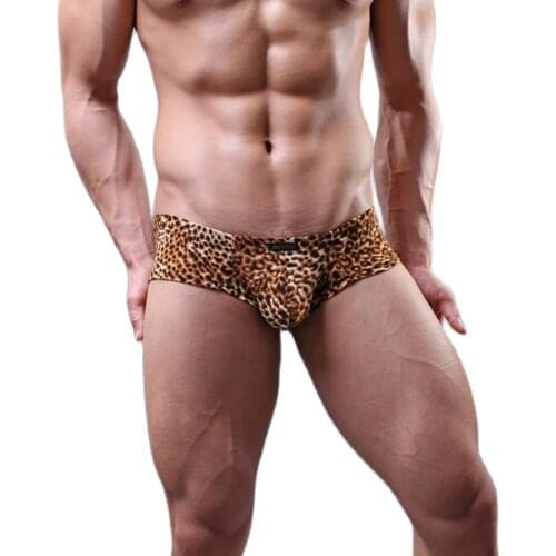 Sexy Underwear Men Leopard Printed Boxer Mini Underpants Low Rise Panties U Convex Pouch Shorts hombre Breathable For Male