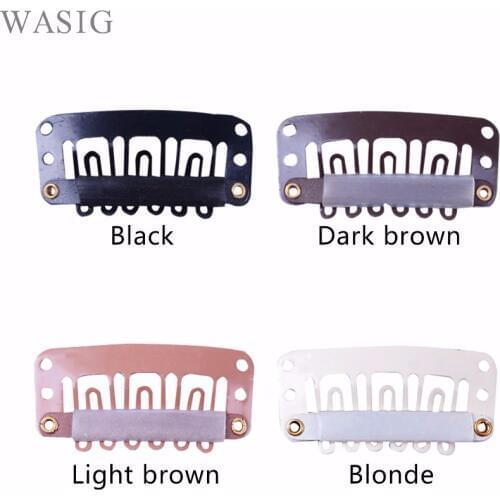 100pcs 32mm U Shaped wigs Clips with silicone back for Hair Extensions accessories tool