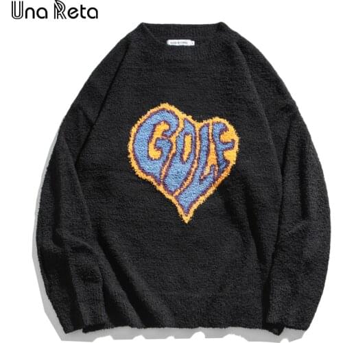 Una Reta Harajuku Mens Sweater New Winter Hip Hop O Neck Pullover Men Sweater Pull Homme Loose Print Lovely Sweater Men