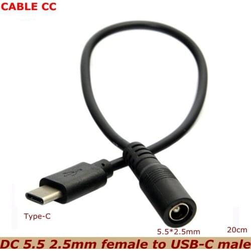 USB 3.1 Type C USB-C to DC 5.5 2.5mm Power Jack Extension Charge Cable for New Macbook 0.1m Wholesale