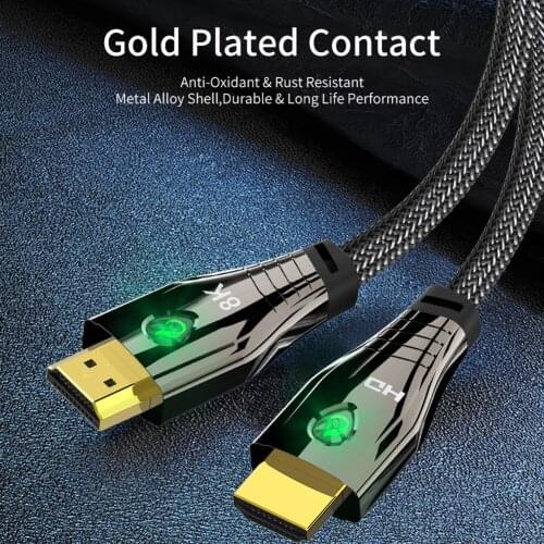 High Speed 8K 60Hz HDMI-compatible 2.1 Cable 48Gbps HD 3D Audio Video Cable Braided Cord for Apple TV Switch CD DVD Xbox