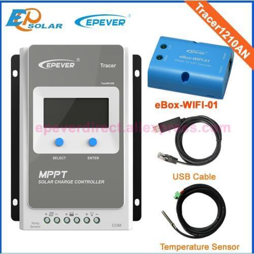 Wifi BOX EPEVER Tracer1210AN EPSolar Regulator 12v 24v auto work Solar panel Controller eBOX-Wifi-01 USB +temperature sensor