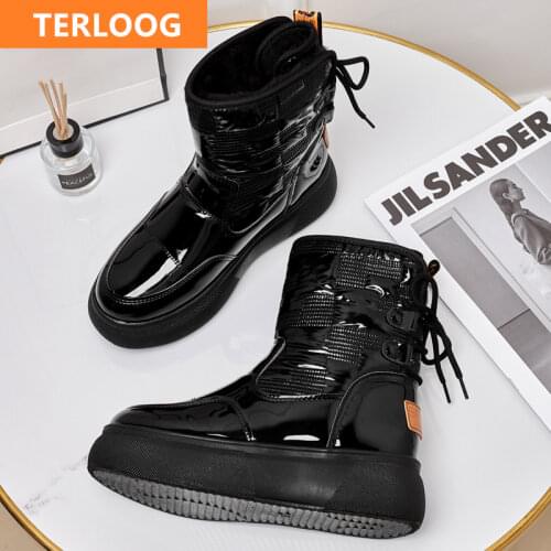 New Women Platform Flats Shoes 2021 Winter Warm Ankle Non-slip Fashion Gladiator Snow Boots Casual Designer Goth Chunky Boots