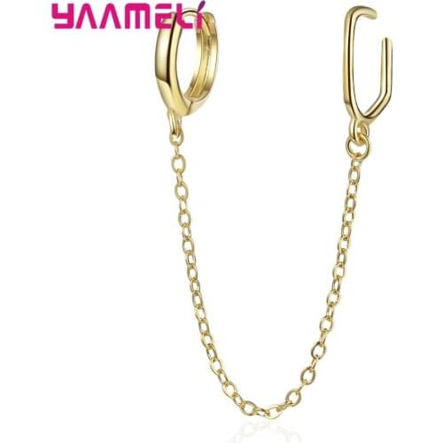 925 Sterling Silver Hoop Earrings for Women Men Party Double Holes Punk Statement Pendientes Brincos Prevent Allergy Jewelry