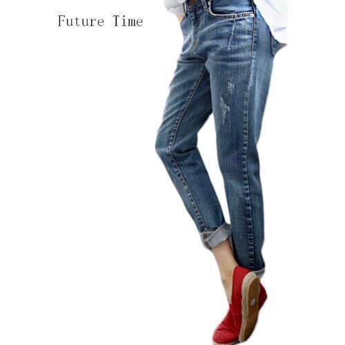 Boyfriend Jeans For Women 2020 Hot Sale Vintage Distressed Regular Spandex Ripped Jeans Denim washed Pants Woman Jeans C1028