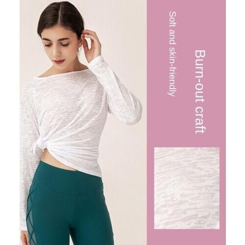 Women Gym Crop Tops Loose Yoga Active Wear Long Sleeve Shirts Gym Workout Tops for Women Fitness Clothing for Famale Quick Dry