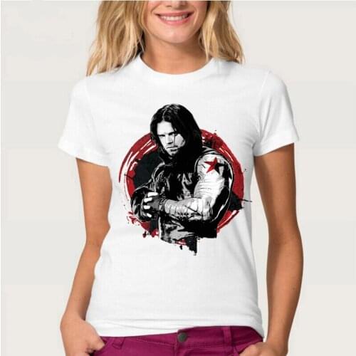 Winter Soldier Character And Emblem Graphic T-shirt Summer Fashion Women T Shirt Funny Short Sleeve Casual Tees Lovely Tops