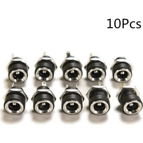 10Pcs 3A 12v For DC Power Supply Jack Socket Female Panel Mount Connector 5.5mm 2.1mm Plug Adapter 2 Terminal Types
