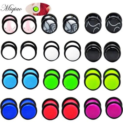 Miqiao 2pcs Simple and Popular Acrylic Multicolor Solid Ear Expander 1.6mm-10mm Exquisite Piercing Ear Expander