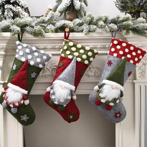 2022 New Year Christmas Stocking Sack Xmas Gift Candy Bag Christmas Decorations For Home Sock Christmas Tree Decor
