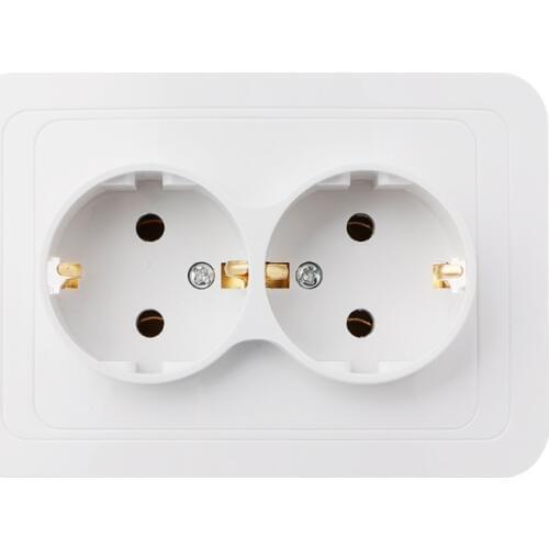 220V/16A 118x80mm EU Double Ground Socket Household Industrial Power Outlet