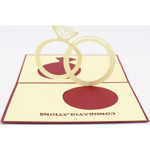 3D Laser Cut Handmade Diamond Ring Paper Invitation Greeting Cards Anniversary Wedding Party Valentines Day Propose Gift