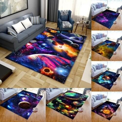 3D Starry Sky Pattern Fluffy Carpets for Living Room Area Rugs Non-Slip Floor Mat Doormats Home Runner Rug Outdoor Kids Play Mat