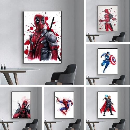 Abstract Nordic Art Watercolor Marvel Poster and Print Painting Superhero Movie Mural Teenager Wall Art Picture Home Decoration
