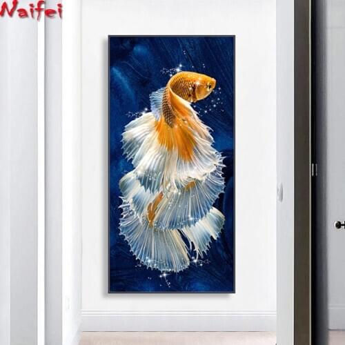 5d Diy Diamond Painting Full Square/Round Diamond Embroidery Golden Goldfish Koi Living Room Stickers New Simple Porch Vertical