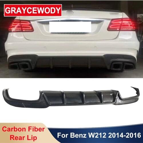 Real Carbon Fiber Rear Bumper Lip Spoiler Diffuser Protector For Benz E Class W212 E63 AMG Car Body Modification Kit 2014-2016