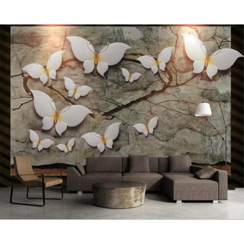 Beibehang Custom wallpaper Fashion Butterfly Stone pattern oil painting embossed background wall murals wallpaper for wall 3 d