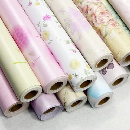 Beibehang Thick and simple modern PVC garden floral self-adhesive wallpaper waterproof wall stickers bedroom living room