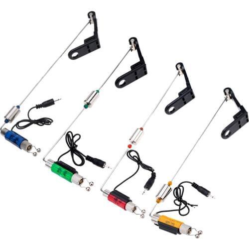 Wireless Fishing Alarm Swinger Iron Fishing Alerts Bite Alarm Hanger Swinger LED Light Illuminated Indicator Fishing Tackle