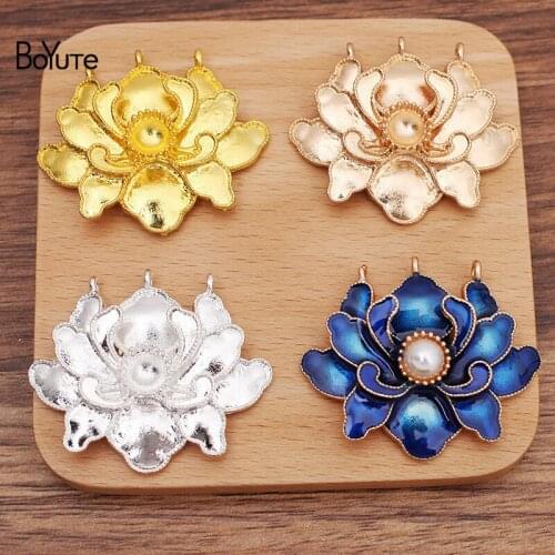 BoYuTe (5 Pieces/Lot) 41*48MM Peony Flower Pendant Materials Factory Supply Handmade DIY Alloy Jewelry Accessories