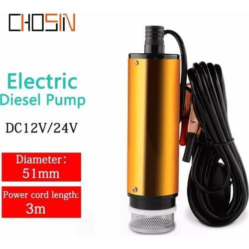 Dc 12v24vElectric Diesel Fuel Pump 51mm 30l/min Lift 3m Water Oil Car Camping Fishing Submersible Transfer Switch Aluminum Alloy