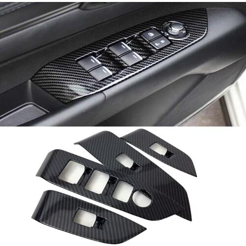 Carbon fiber look Inner Door Window Lift Button Switch Panel Cover Trim For 2017 2018 Mazda CX-5 CX5 Car accessories