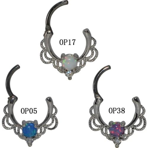 CHUANCI 1 Piece Titanium Shaft Opal Drapery Royalty Septum Clicker Tragus Cartilage Daith Helix Earring Body Piercing Jewelry
