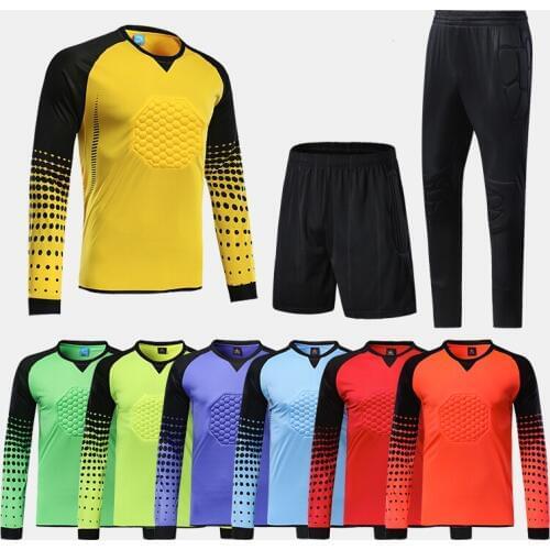Survetement football men goalkeeper training suits adult sponge protection soccer jerseys suits goalkeeper jersey uniforms Print