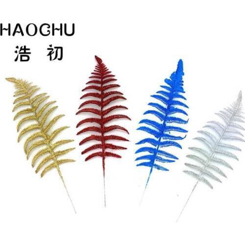 HAOCHU 5pcs Hollow Glitter Grass Leaves For Christmas Tree Ornaments Hanging Wedding Party Xmas Tree Wreath Christmas Tree Decor