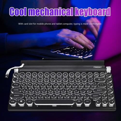 Teclado mecánico inalámbrico Dot Retro, máquina de escribir con Bluetooth, 83 teclas, para juegos de ordenador, portátil y teléf