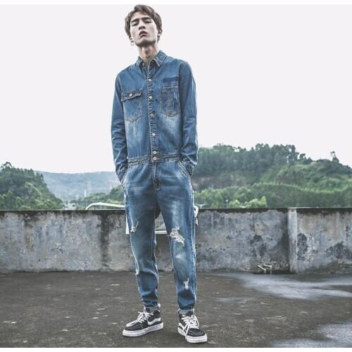Overalls, Spring and Autumn Jumpsuit Overalls, Denim Jumpsuits, Mens Work clothes, Denim jackets, Jumpsuit suits