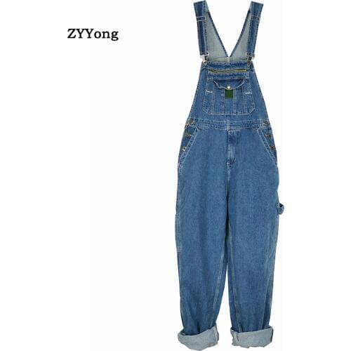 Mens Retro Loose Overalls Denim Bib Pants Fashion Pocket Jumpsuit Men Free Shipping Mens Jeans Mens Casual Fashion Bib