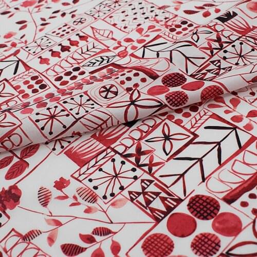 Red Leaves Dyeing Pure Cotton Fabric For Dress Tissus Au MÈTre Telas Por Metro Tissu Vestidos Sewing Tela Ткань Для Шитья Платье