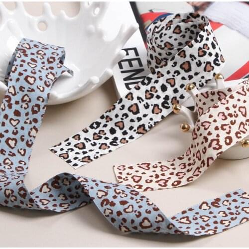 Double Sided 1" 25MM/1.5" 38MM Leopard Layering Cloth Fabric Love Print Ribbons Hair Bows DIY Gift Flowers Packaging Party Craft