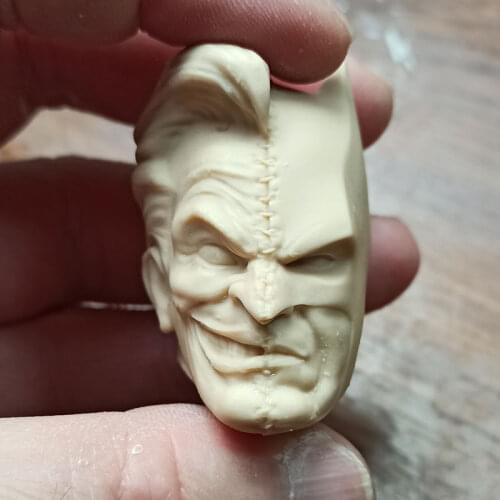Hot Sales 1/6th Joker Clown The Dark Combined Knight Head Sculpture Unpainted White Color For 12inch DIY Figures Collectable