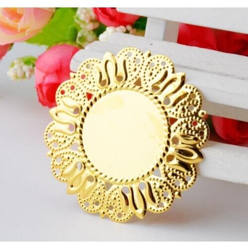 MIAOCHI 30Pcs Gold Plated Filigree Cabochon Setting Wraps Connectors Crafts Decoration DIY Embellishments 48x48mm J2860