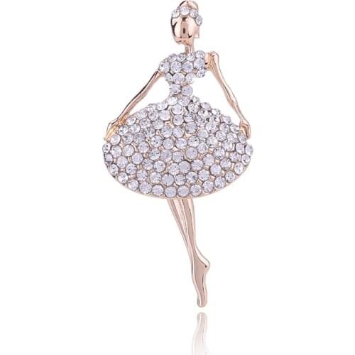 Fashion Exquisite Rhinestone Skirt Girls Beauty Skirt Brooch Ballet Skirt Ballet Skirt Brooch Ladies Holiday Gift Brooch