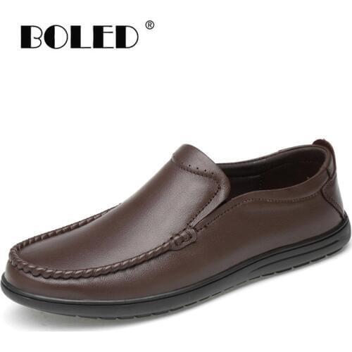 Natural Leather Men Flats Shoes Handmade Casual Shoes Slip On Loafers Soft Moccasins Male Driving Shoes Men