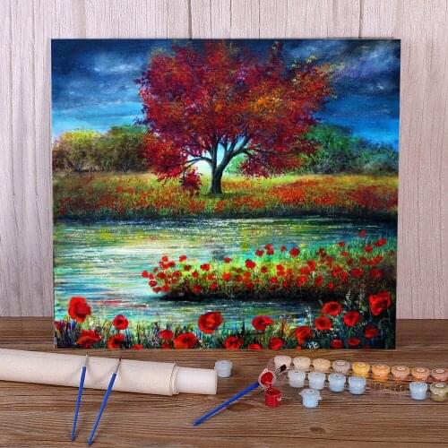 Natural Scenery Memories Painting By Numbers Package Acrylic Paints 40*50 Canvas Pictures Wall Decoration Handicraft