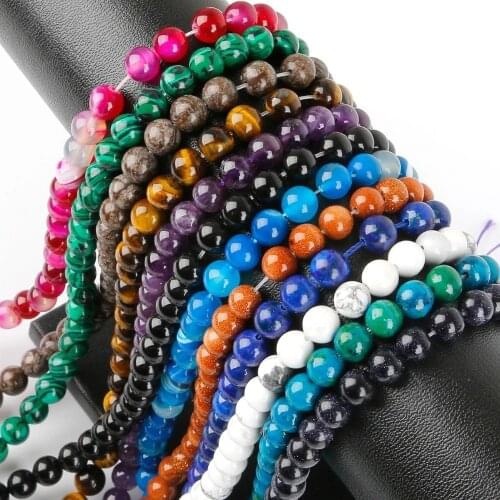 New Fashion 4 6 8 10mm Natural Stone Beads Black Lava Tiger Eye Bulk Loose Stone Beads For DIY Jewelry Making Bracelet Necklace